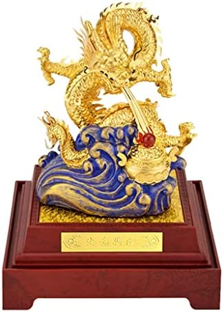 Xdkll fengshui змеј 24k злато фолија кинеска геоманост златен змеј фигурински статуи украси за среќа и декорација на успех