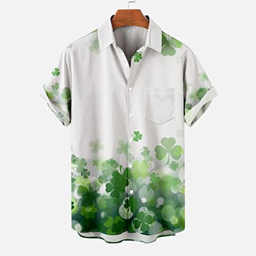 Среќен Свети Патрикс Ден Маица За Мажи Зелена Блуза Хавајски Копчиња Кошули Детелина Кошули Краток Ракав