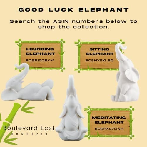 Среќно статуи на слонови Дома Декор - 7 Прекрасни статуи за декорирање на слонови за декорација на домашни канцеларии - трајна дизајнерска смола фигура за полица, ма