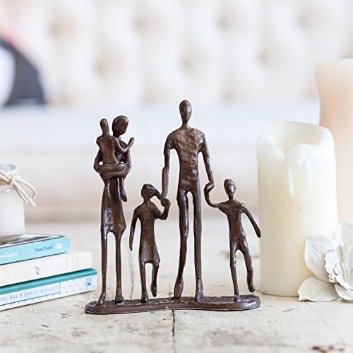 Дања Б. Семејство од пет метални скулптури со песок во прекрасна бронзена завршница крајно поставена со кадифена, подарок за украси за