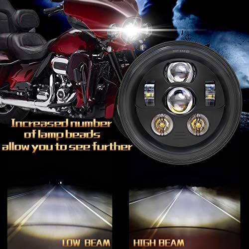 Truckmall 7 инчи LED предводени светла за светла што минува светла, комплет за мотоцикли за мотоцикли за турнеја на патот Кинг Ултра класичен