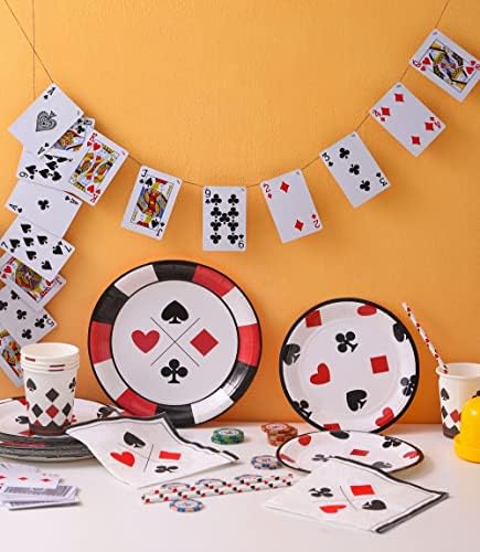 Снабдување за забави во казино - Служи 16 - Декорации за забави за теми во казино за мажи/возрасни вклучуваат казино забави плочи покер хартиени