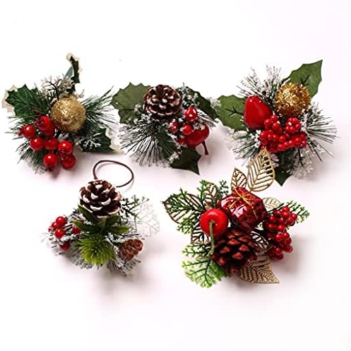 WODMB 6pcs бор конус цреша бонбони кутии за салфетка прстен Божиќ серија борови иглички борови лисја овошје парче прстен за салфетка (боја:
