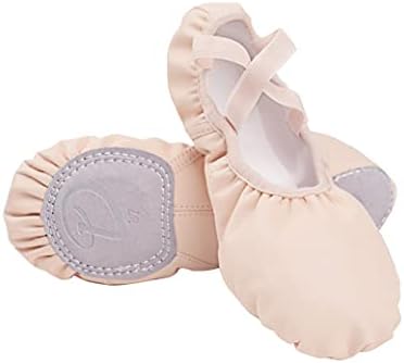 Lovedaswi девојки балетски танцувачки чевли микрофибер кожа балетски папучи