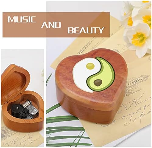 Авокадо јајце Јин Јанг Часовник Музичка кутија гроздобер дрвена форма во облик на музички кутии играчки подароци украси