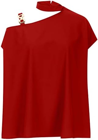 Ruziyoog ладно рамо врвови за жени секси чакер вратот на вратот на вратот, облечен блуза, летен трендовски печатење маички лабави вклопување кошула