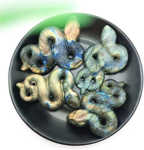 Seewudee AG216 1PC Природна лабрадорит змија рака врежана полиран кварц кристална змија Реики лекување кристално животно природни камења