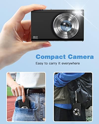 Дигитална камера Автоматски фокус 2.7K 48MP Дигитална точка и снимање камера со 32 GB мемориска картичка, 16x зум, временски пропуст на фотоапарати дигитални камери за 8-15 ?