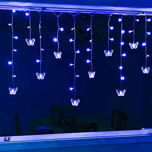 Butterfly Cutrain Fairy Lights USB приклучок, 8 режими 120 LED 19,7ft Firefly Twink Timer Timer String Lights со далечинска, водоотпорна бакарна жица за спална соба за двор Божиќна венчавка