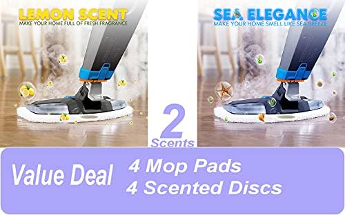 LeFix 4 Pack Washable Steam Mop Pads Replacement + 4 Fragrance Discs Compatible with Bissell Powerfresh 1940 1440 1544 1806 2075 Series, Model