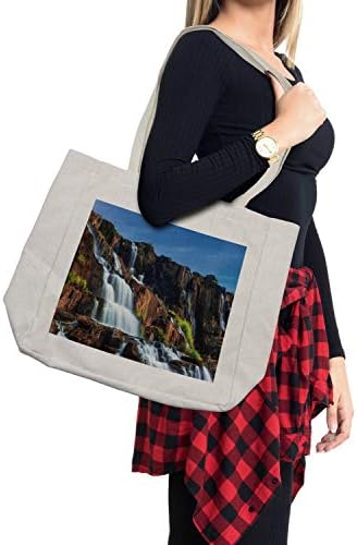 Торба за купување на дождовни шуми Амбесон, водопад во водопад Егзотична природна убавина пејзаж Планински карпи Печати, Еко-пријателска торба