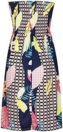 Ruziyoog lutенски летен цевка фустан моден боемски цветен принт без ремен на обичен плажа фустан со облечен фустан со прекривки