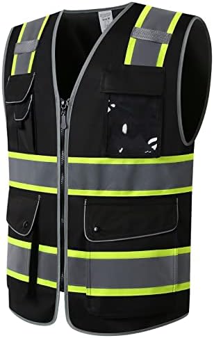 КАЗСАИФО рефлексивен безбедносен елек со 9 џебови Класа 2 Висока видливост елек за жени за градежни работи за градежни работи ги исполнува стандардите ANSI/ISEA