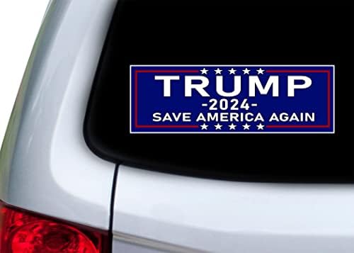 Трамп 2024 година Зачувај Америка Повторно Претседателски избори за налепници на браник за автомобили Конзервативни Републикански САД Мага Сина 9х3 инчи
