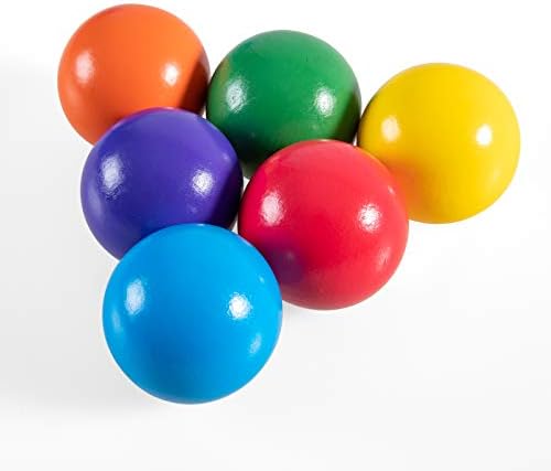 Мерихарт Монтесори дрвени топки со виножито, шарени дрвени топки играчки за фаќање на мали деца и бебе, совпаѓање на топката со виножито со