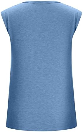 OPLXUO Women'sенски летен графички резервоар врвови, обични лабави маици со V-вратот, печатени резервоари за вежбање, туники
