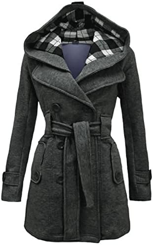 Coveенски ров палто, класичен палто со долги ракави, женски приморски палто, плус големина топла удобност фланел со качулка