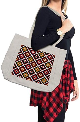 Торба за купување торба за Амбесон Икат, гроздобер инспириран од Икат дијагонални геометриски карактеристики народни граници, еколошка