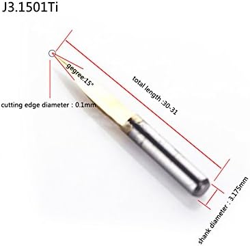 AUTEK 15 степени 0,1 mm TIP Titanium обложен карбид PCB гравура за гравура CNC Router Tool 5PCS