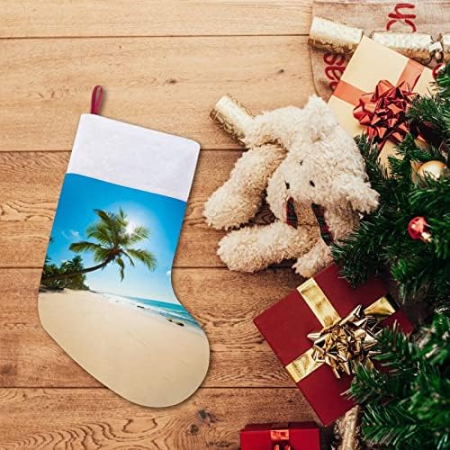 Божиќни чорапи на Хаваи Тропска плажа, порибување на Божиќни дрвја, санта украси, виси украси за одмор на камин 16,5 “