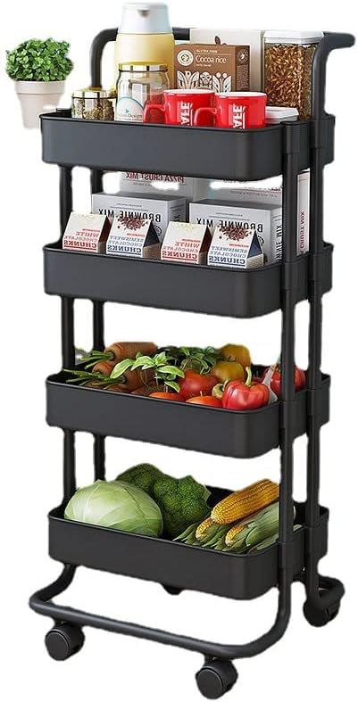 NLBOL мобилна количка за кујнски полица за складирање Пол, подот повеќеслоен зеленчук корпа за спална соба закуска за складирање на