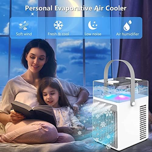 Преносен климатик, моќен испарувачки ладилник на воздухот 3 брзина за чистење на воздухот со 3 пакувања со мраз, шепот тивок личен
