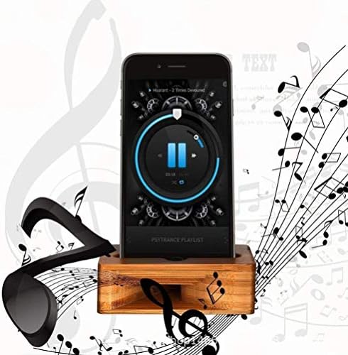 Додатоци за биро Абаодам, автомобил монтиран дрвен телефон, со звук засилувач бамбус држач за мобилен телефон Универзален десктоп телефонски