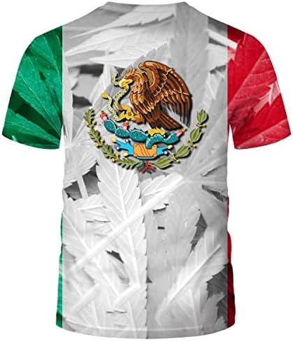 Лиоханс Обичните 3д Мексико Знаме Дигитален Печатење Маица Круг Вратот Менс Маици