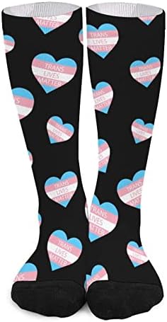 Транс животи Материјално срце печатено чорапи за појавување на бои Атлетски колени високи чорапи за жени мажи