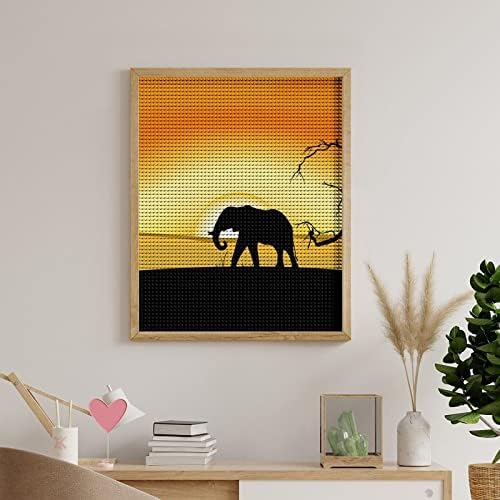 Африкански слон и зајдисонце дијамантски комплети за сликање за возрасни вкрстени бод за боја уметност занаетчиски занаетчиски занаетчиски