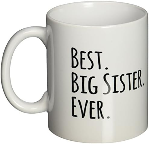 3drose Најдобра голема сестра некогаш - подароци за постари и постари браќа и сестри - црн текст - чаши