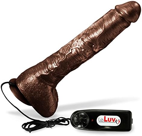 Leluv vibrator 10 inch реален вени пенис со вшмукување чаша дебела долга чоколада