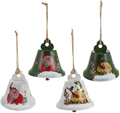 Тојвиски 4 парчиња Божиќни Ѕвона Од Џингл Со Врвка Од Лопатка Рустикално Обоено Железно Ѕвоно Божиќно Дрво Висечки Орнаменти За Одмор На Отворено