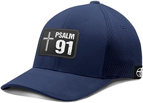 Нашиот вистински Бог Псалм 91 Крст крст ФлексФит капа Христијанска Библија цитира бејзбол капа