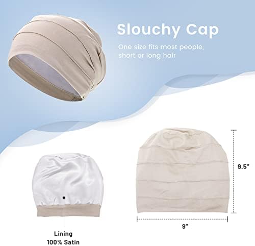 5 парчиња сатенско капаче за спиење мека ткаенина капаче за капакот на капакот на капакот на главата на главата на главата, сатен внатрешно капаче