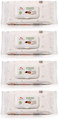 4 Пакет Мама Нега Органски Биоразградливи Еколошки Марамчиња За Бебиња - Чувствителна Кожа Природна Нега на Деца-4 пакување х 72 = 288