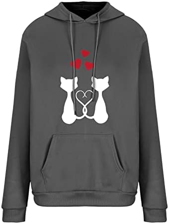 Oplxuo Мода Денот На Вљубените Дуксери Жени Преголеми Лабава Дуксер Симпатична Љубов Срцето Печатени Пуловер Блузи Подарок За Вљубените