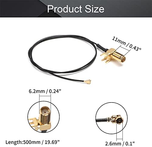 Othmro 1pcs ipex to SMA Надворешна нишка 11mm 4pins пигтаил кабел со десен агол коаксијален RF1.13 кабел, коаксијален конектор