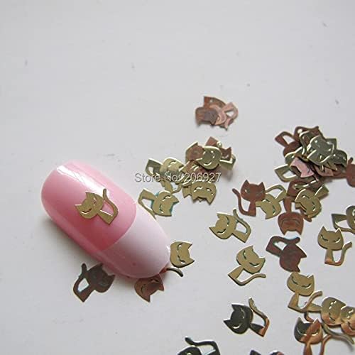 MS194-2 100 парчиња злато симпатична Ноќта на вештерките мачка метална налепница нокти налепница на налепници за нокти за украсување