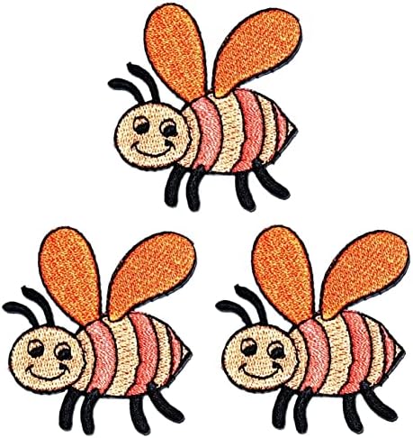 Кленплус 3 парчиња. Мали Пчелни Портокалови Закрпи Цртан Филм Деца Налепница За Деца Рачно Изработена Везена Лепенка Уметност За Шиење