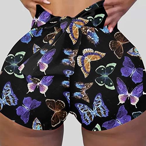 Јораса Јога шорцеви за жени секси задникот кревање џемпери со високи половини пот панталони пеперутка графичка јога кратки оставачи тенок