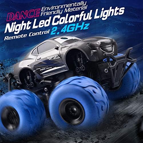 NQD RC Toys RC CAR 360 ° ROTINATION RC Stunt Car Night LED шарена светлина 90 ° исправено напред чудовиште камиони за момчиња на возраст