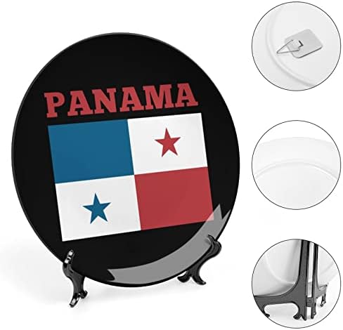 Панама знаме Смешна коска Кина Декоративна чинија со кружни керамички плочи занает со приказ за украси за внатрешни работи