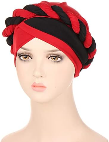Женска крпеница Контрастна боја на памучна облека од памучна глава за завиткување на главата на главата за хемо -патрит со коса, мутиколор