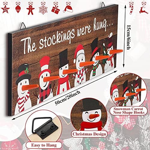 Дрво божиќни држачи за порибување снежни знаци на wallид со 6 куки за нос на морков, чорапите беа обесени Божиќни мантили знаци