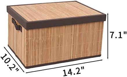 Џијалан преклопен Бамбус Кутија За Складирање Со капак, Природна корпа За Дневна соба, спална соба, канцеларија
