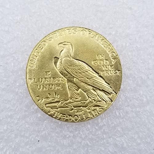 Антички Занаети 1908 Г Верзија Американски Индиски Половина Орел 5 5 Златник Странски Сребрен Долар