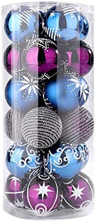 Алимитопија 24 парчиња Божиќни топка, 2,4 Shatterproof А разновидни модели на сликање висат топки приврзоци за декорација на