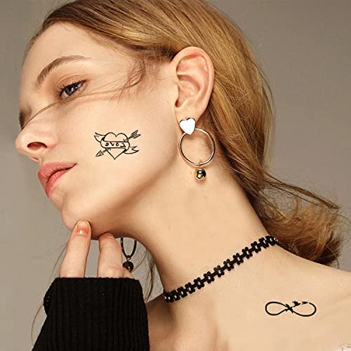 Денот на вљубените Привремени Тетоважи 6 Листови Слатко Срце Усни Љубовник Купидон Дизајни Водоотпорни Лажни Тетоважи За Млади Луѓе Привремени