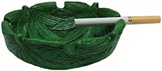 Светот на чуда зелена жива лисја од пепел во новитет 420 домашен декор Јас пушам канабис лисја форма цигара од пепелска чинија - 4,5